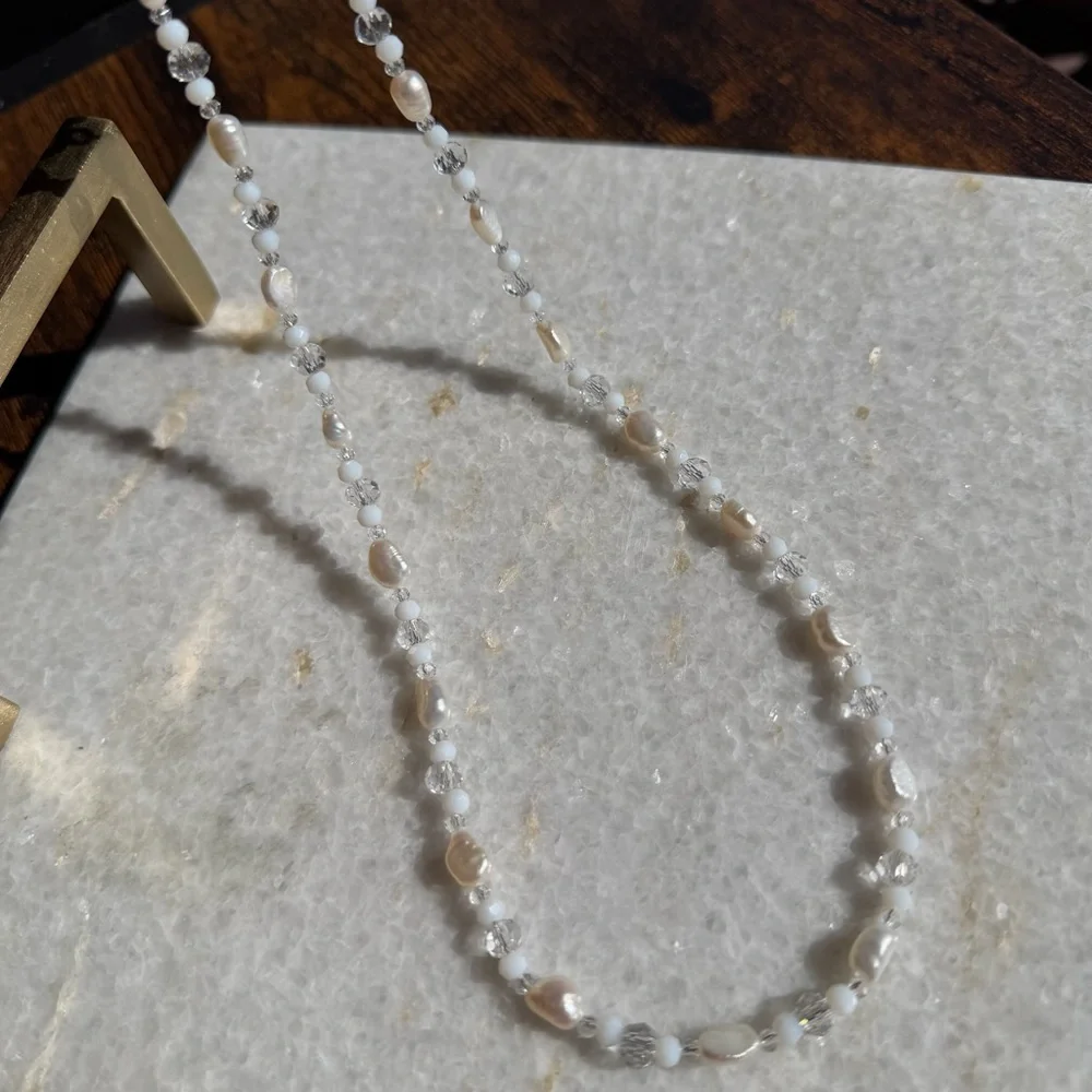 Genuine Freshwater Pearl & Swarovski Crystal Necklace - Picture 7 of 7